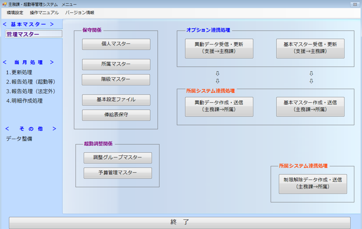 超勤等管理機能（オプション）